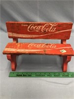 Coca Cola bench from old boxes, 13.5" long x 9" ta