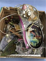 Box full of hanging leaded glass decorations, etc.