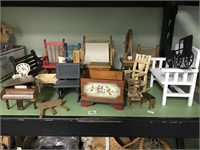 Large lot of assorted doll house furniture, piano,