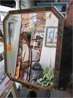 Framed Beveled Mirror w/Floral Edging