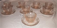 16 Piece American Sweetheart Pink Cup & Saucers
