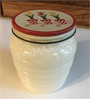Vintage Milk Glass Grease Jar with Lid