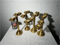 4 porte-cierges en métal doré