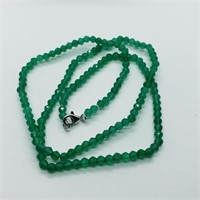 $200 S/Sil Graduated Green Agate Necklace