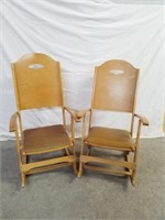 2 chaises berçantes Clément, bois clair
