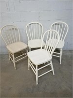 4 chaises Windsor en bois peint