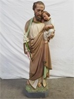Statue religieuse homme et enfant, plâtre