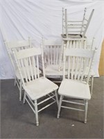 6 chaises antiques, en bois, blanche.