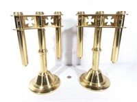 2 porte-cierges liturgiques, métal doré