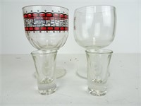 2 Glass Goblets and 2 Shot Glasses