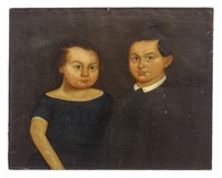 19th c. Portrait Of Two Children
