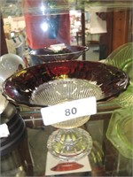 RUBY & CLEAR GLASS COMPOTE