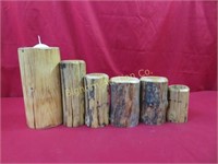 Wooden Candle Holders 6pc lot Various Sizes
