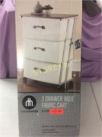 3 Drawer Wide Fabric Cart