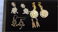 4 sets of costume earrings, 2 pair are marked