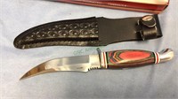 Multi colored wood handle knife with black