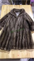 Vintage light brown fur coat, mid length, from
