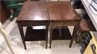 Pair of Mersman one drawer in tables with a shelf