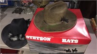 Stetson hat box , 2- cowboy hats, Medium & 6 7/8