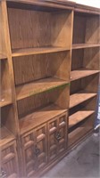 Oak bookcase with the cabinet below, 72 x 28 x