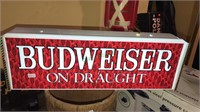 Budweiser on Draught fluorescent bar sign, 19 x
