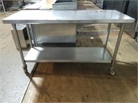 SS WORK TABLE PON CASTERS UPPER AND LOWER