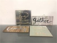 Four wood shabby chic signs