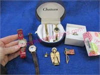 3 vintage watches -pins -premier design ring