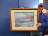 large ocean scene framed print -30in x 24in