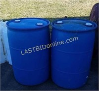 2 Blue Poly 55 gallon barrels / drums