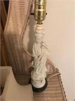 White Asian lamp base with 2 Ladies