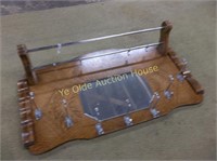 Tiger Oak and Chrome Hat Rack with Mirror