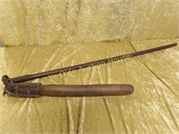 Early 1800's Leather and Oak Wheat Thrasher