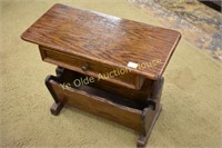 Oak Chairside Table With Magazine Rack
