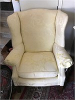 Yellow Upholstered Wing Chair