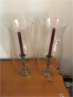 2 PC Hurricane Shades Glass with Candle Stands