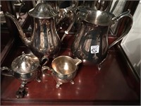 Silver Plate Tea Set and Water Pitcher