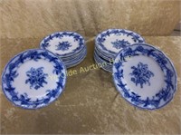 20 Pieces Vintage Flow Blue Dinnerware