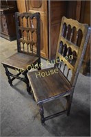 Primitive French Farmhouse Oak Fireside Chairs