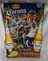 Metal Corona Beer Sign Advertising Away Same Old