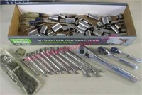 box of all craftsman wrenches & sockets - etc