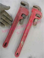 2 red pipe wrenches (14in & 16in)