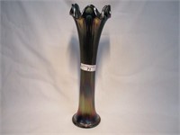 Fenton 12" Dk Cobalt Blue Fine Rib Vase