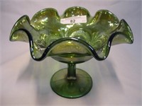 Imperial Green Scrol Embossed Small Compote
