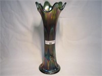 Fenton 10" Green Diamond & Rib Vase