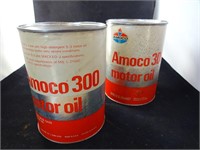 Pair of Amoco 300 Motor Oil Cans