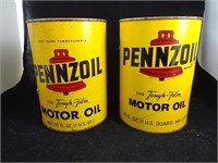 Pair of Pennzoil Motor Oil Cans