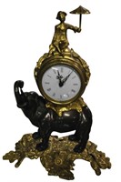 Bronze Elephant Sculpture Clock 16"High
