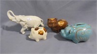 3 Pottery Pig banks / 1 Elephant Bank as shown