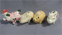 4 Pottery Pig Banks as shown